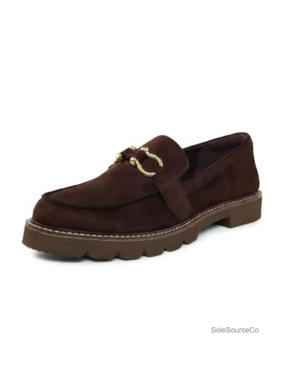 Women's Horsebit Loafers Slip On Lug Sole Work Flats Faux Suede